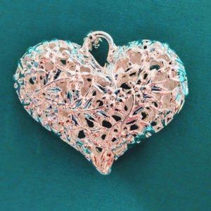 Filigree Heart Pendant 925 Sterling Silver